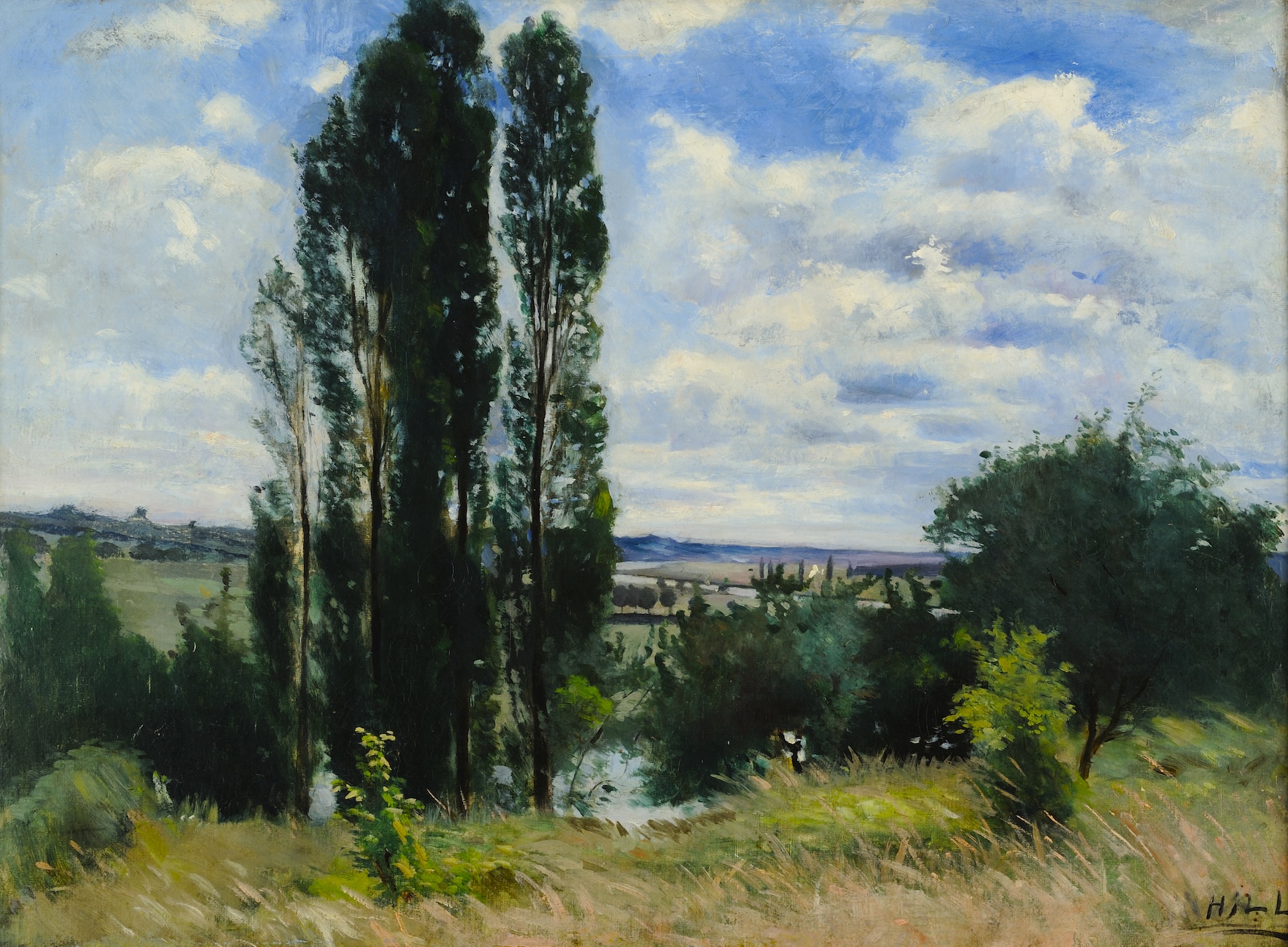 Målningen Seinelandskap med popplar av Carl Fredrik Hill