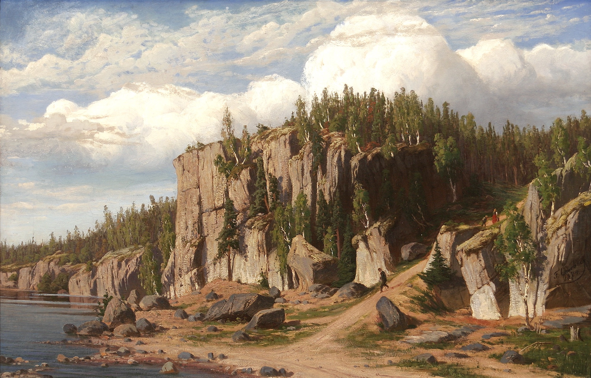 Målningen Bergslandskap, Savolax av Fanny Churberg, 1874.